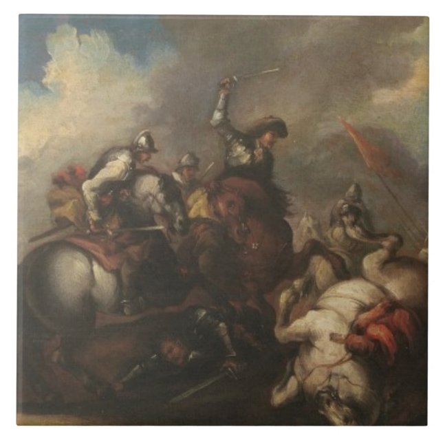 Azulejo La batalla de los Cavaliers (aceite en lona) (Frente)