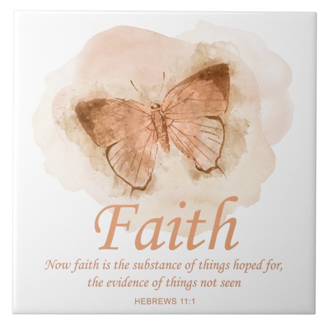 Azulejo La Biblia Cristiana Femenina Verse Butterfly:Fe (Frente)