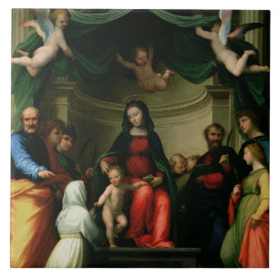 Azulejo La boda mística de St. Catherine de Siena con