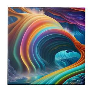 Azulejo La brillante y brillante cascada arcoiris