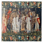 Azulejo La búsqueda del Santo Grial, el armamento, la part<br><div class="desc">Versión de collage digital y elaboración de imágenes por Bulgan Lumini © de William Morris y Sir Edward Burne-Jones,  Quest for the Holy Grail tapestries.</div>