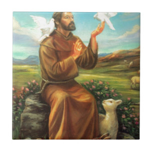 Azulejo La camiseta a todo color de St Francis, lazo,