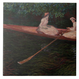 Azulejo La canoa vintage en el difunto Claude Monet