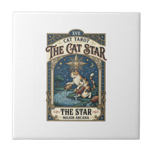 Azulejo La carta de tarot de gato Star Cat Major Arcana Vi