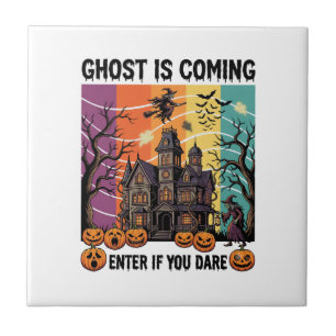 Azulejo La casa embrujada de Halloween está llegando la bo