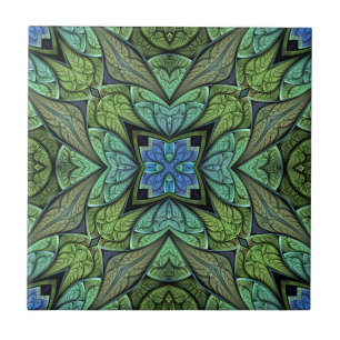 Azulejo La Chanteuse V modelos abstractos verdes y azules