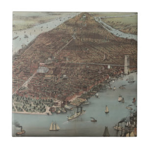 Azulejo La ciudad de Nueva York el   1883 (litografía de