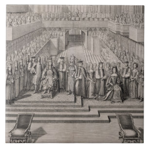 Azulejo La coronación de rey James II (1633-1701) y hola