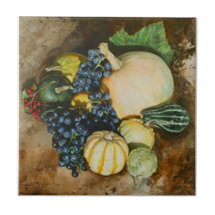 Azulejo La cosecha de otoño con vida residual con calabaza