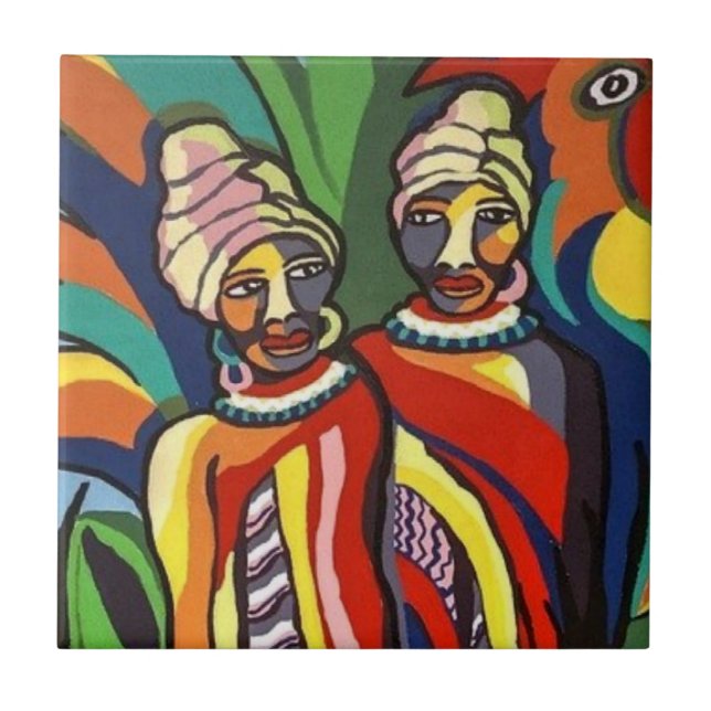 Azulejo La cultura africana rústica de la tela cerámica (Frente)