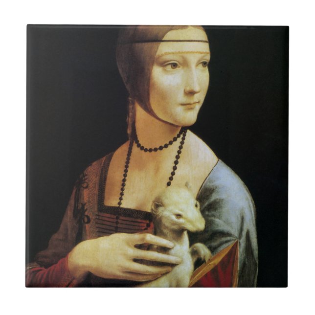 Azulejo La dama de Leonardo da Vinci con un ermio (Frente)