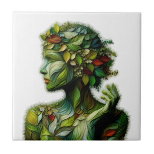 Azulejo La Dama Verde - Fondo Blanco
