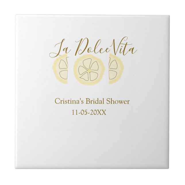 Azulejo La Dolce Vita amarillo limón despedida de soltera  (Frente)