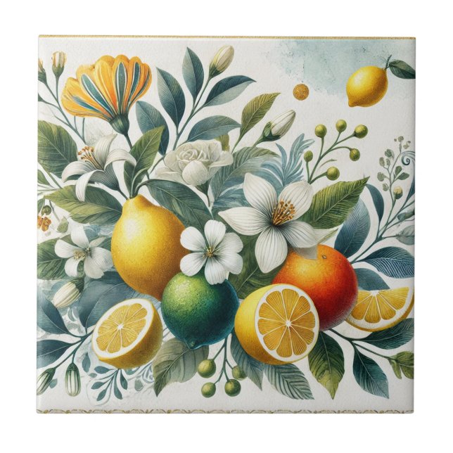 Azulejo La Dolce Vita Citrus Decoración Mediterránea (Frente)