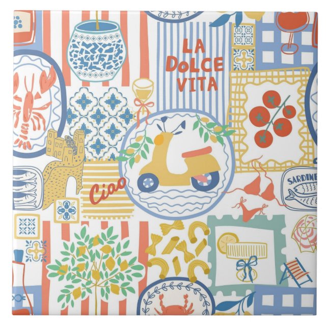 Azulejo La Dolce Vita Italian Summer Lemons Mediterranean  (Frente)