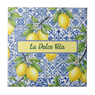 Azulejo La Dolce Vita Limón Siciliano, Patrón Blue Maiolic