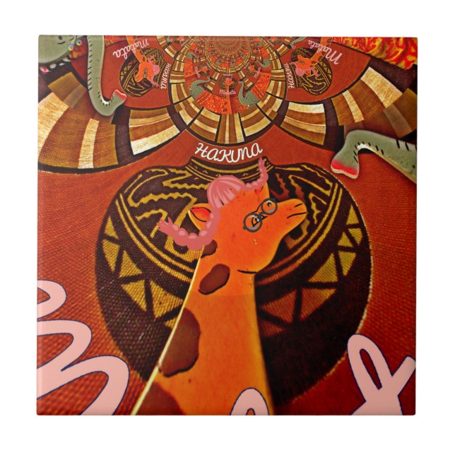 Azulejo La elegante y divertida jirafa de estilo africano (Frente)