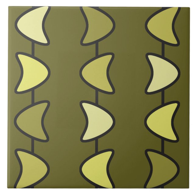 Azulejo La era atómica Boomerangs Olive Green (Frente)