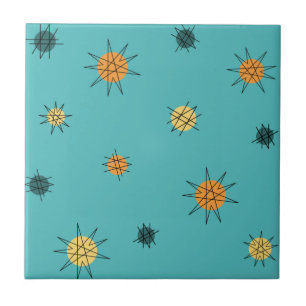 Azulejo La era atómica Starburst Planets Turquoise