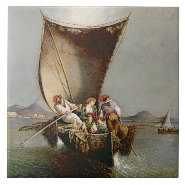 Azulejo La familia del pescador (aceite en lona) (Frente)