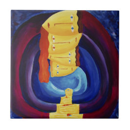 Azulejo La familia junta el arte moderno de pintar retrato