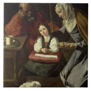 Azulejo La familia santa (aceite en lona) (para los