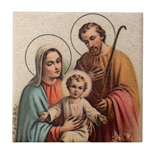Azulejo La familia santa - Jesús, Maria, y José