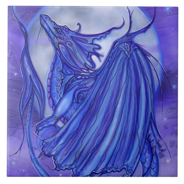 Azulejo La fantasía del dragón "Moon Glow" de Renee Lavoie (Frente)
