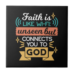Azulejo La fe es como WiFi Arte divertido de citas cristia