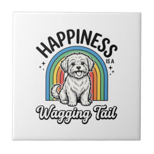 Azulejo La felicidad es un diseño de amante de perros con