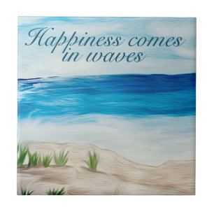 Azulejo La felicidad llega en olas Duras escayas plásticas