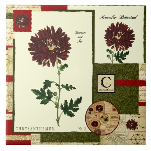 Azulejo La flor de noviembre (Frente)