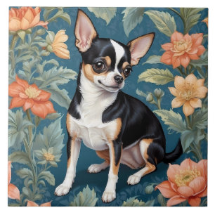 Azulejo La floral inspirada por el cute chihuahua William 
