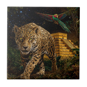 Azulejo La Fuerza del Jaguar y el Vuelo del Quetzal"