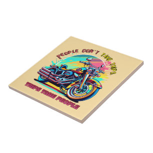 Azulejo La gente no hace viajes: bicicleta de estilo retro