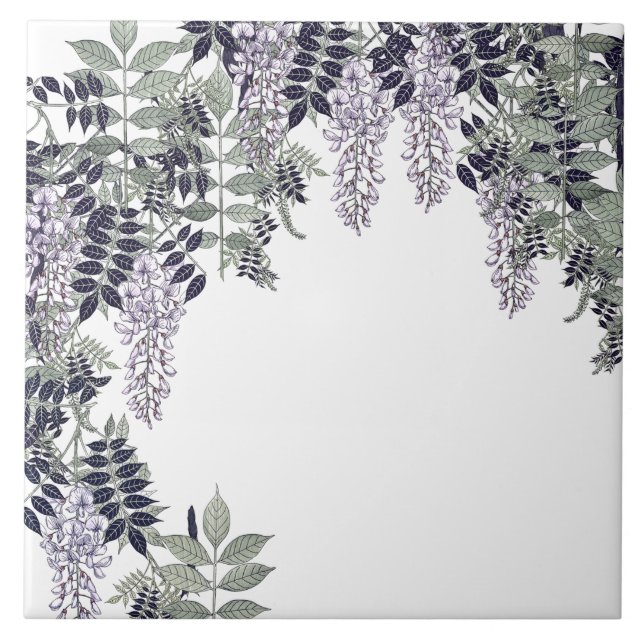 Azulejo La glicinia francesa de Nouveau del arte florece (Frente)