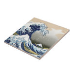 Azulejo La gran ola de Kanagawa<br><div class="desc">El arte japonés vintage La gran ola de Kanagawa o la ola.. impresionante obra de arte al estilo ukiyo-e del gran maestro Katsushika Hokusai.. arte vintage sobre productos modernos de Zazilicious</div>