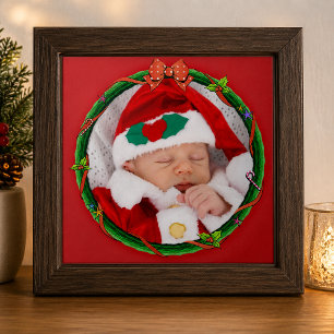 Azulejo La guirnalda del navidad añade su foto y fondo