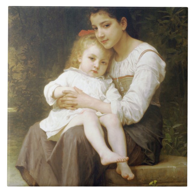 Azulejo La hermana mayor (por William Bouguereau) (Frente)