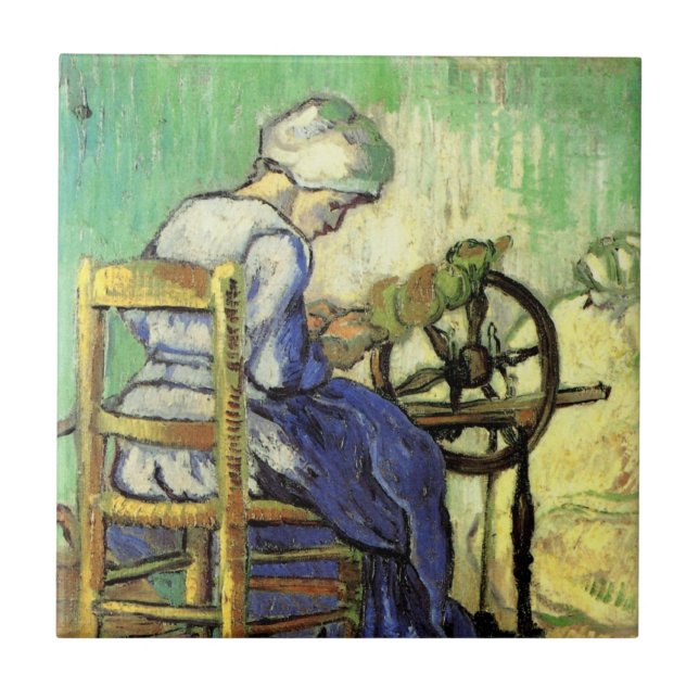 Azulejo La hilandera por Vincent van Gogh (Frente)
