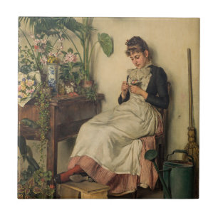 Azulejo La joven florista (por Carl Zewy)