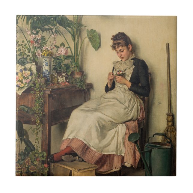 Azulejo La joven florista (por Carl Zewy) (Frente)
