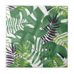 Azulejo La jungla verde deja a la naturaleza un patrón sin<br><div class="desc">Bonito ilustracion original de moda moderna y elegante,  con un patrón impecable de hojas de jungla verde sobre un fondo blanco. El patrón continúa a la perfección cuando se juntan más azulejos.</div>