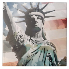 Azulejo La libertad y la bandera estadounidense