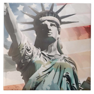 Azulejo La libertad y la bandera estadounidense