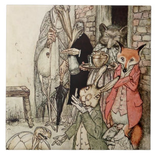 Azulejo “La liebre y la tortuga” de Arthur Rackham