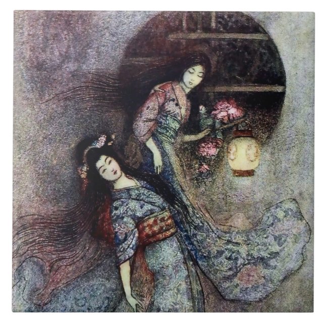 Azulejo “La linterna de peonía” de Warwick Goble (Frente)