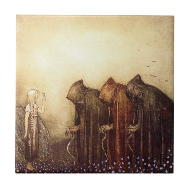 Azulejo “La llave dorada” Acuarela de John Bauer (Frente)
