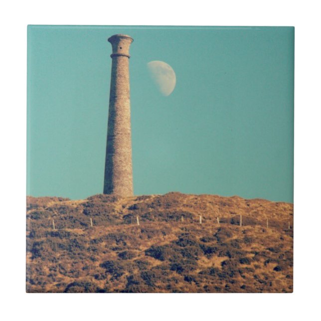 Azulejo La luna y una torre: Aberystwyth (Frente)