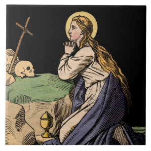 Azulejo La Magdalena penitente orando